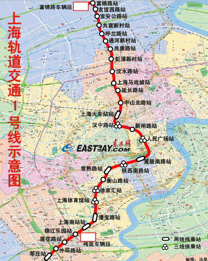 上海地铁1号线的线路图-第1张-交通-答答问