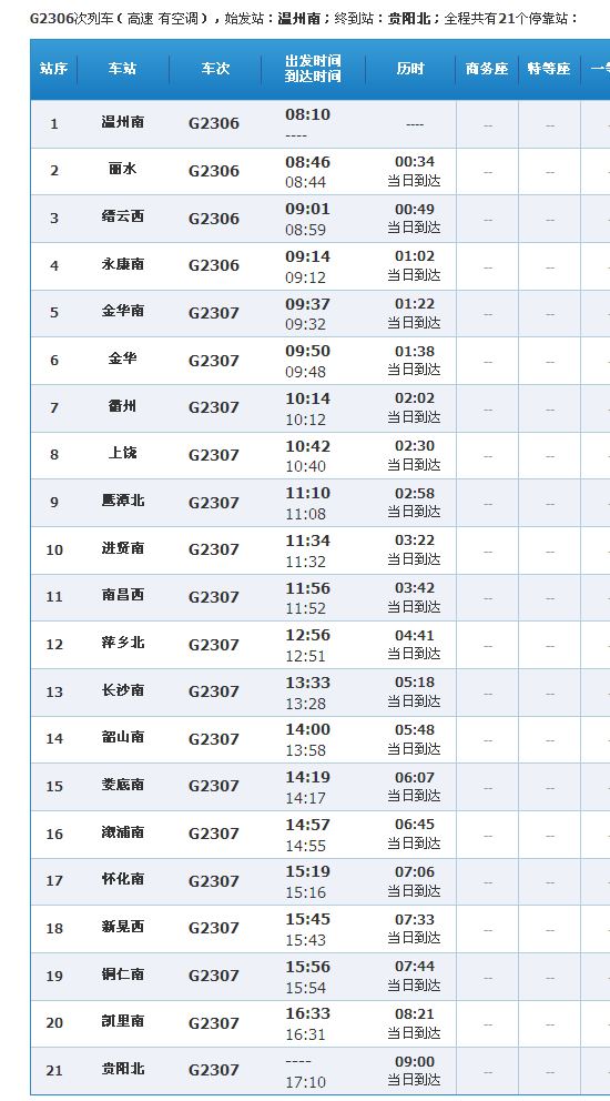 g2306高铁时刻表-第1张-交通-答答问