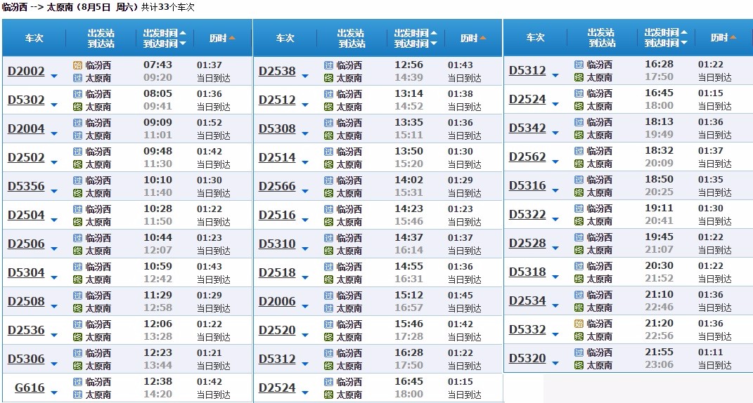 临汾坐高铁到太原时刻表-第1张-交通-答答问