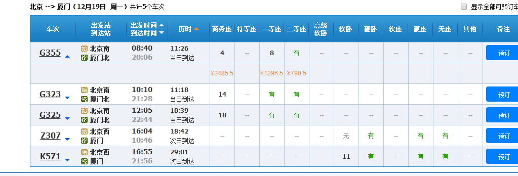 北京到厦门高铁多少钱-第1张-交通-答答问