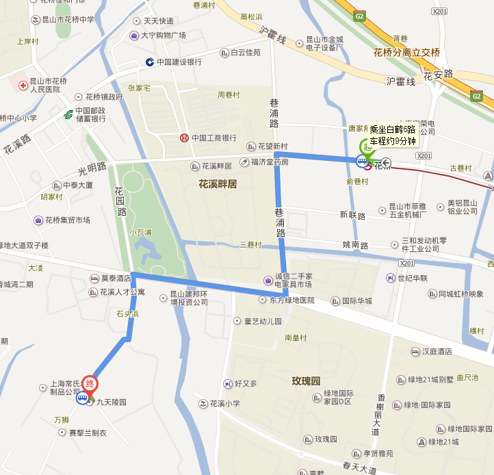 上海地铁11号线花桥站到九天陵园地图-第1张-交通-答答问