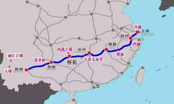 沪昆高铁路线图-第1张-交通-答答问