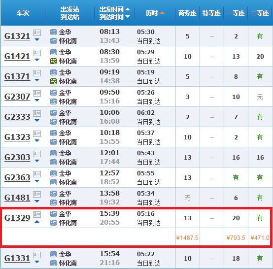 金华到怀化的高铁-第1张-交通-答答问