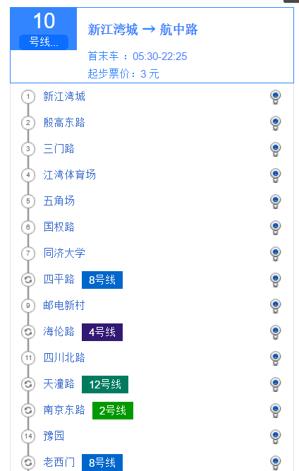 上海地铁10号线的全部站点-第1张-交通-答答问