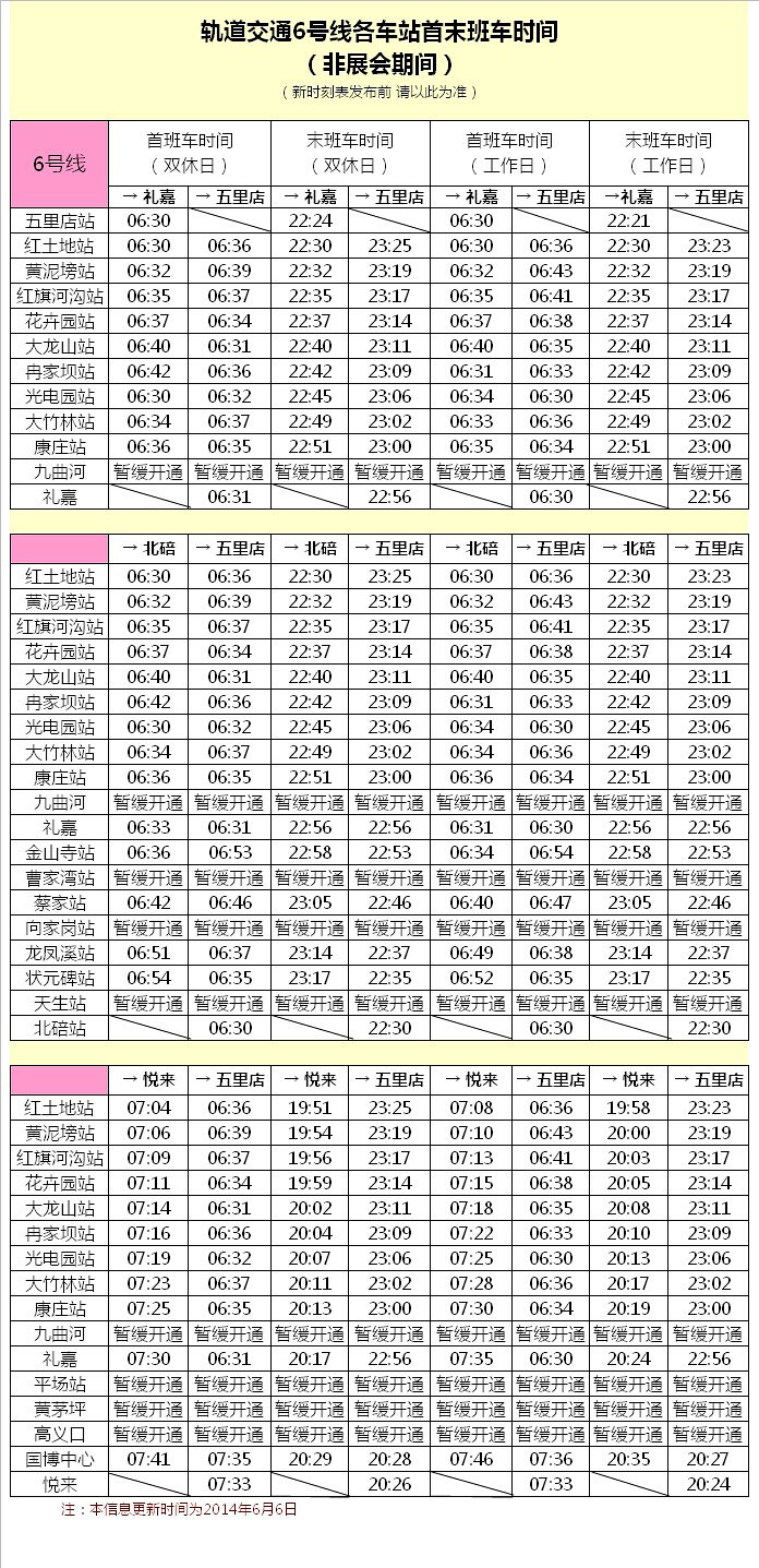 请问重庆六号线收班时间-第1张-交通-答答问