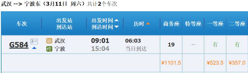 武汉有直达宁波的高铁吗多少钱几个小时-第1张-交通-答答问
