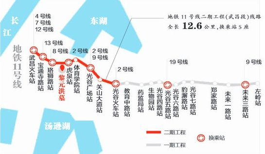 武汉地铁11号线中段最新线路图-第1张-交通-答答问