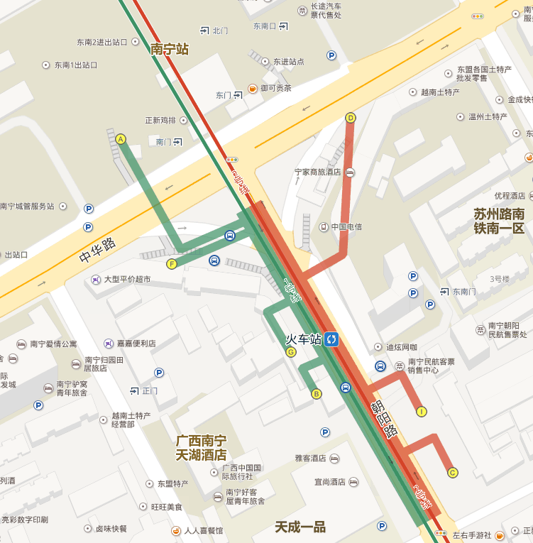 从南宁站走路到地铁站的路线图-第1张-交通-答答问