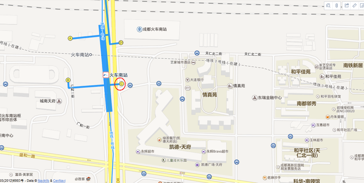 凯德·天府在地铁1号线火车南站哪个出口旁-第1张-交通-答答问