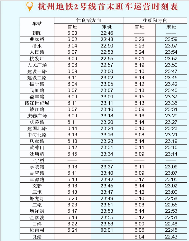 杭州地铁2号线到良渚早班车是几点发车-第1张-交通-答答问