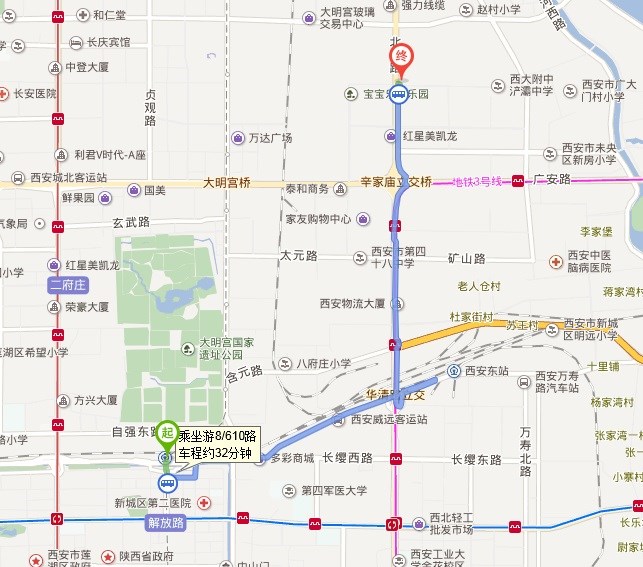 西安火车站到西安北辰大道与浐灞二路东北角润家购物广场怎么走-第1张-交通-答答问