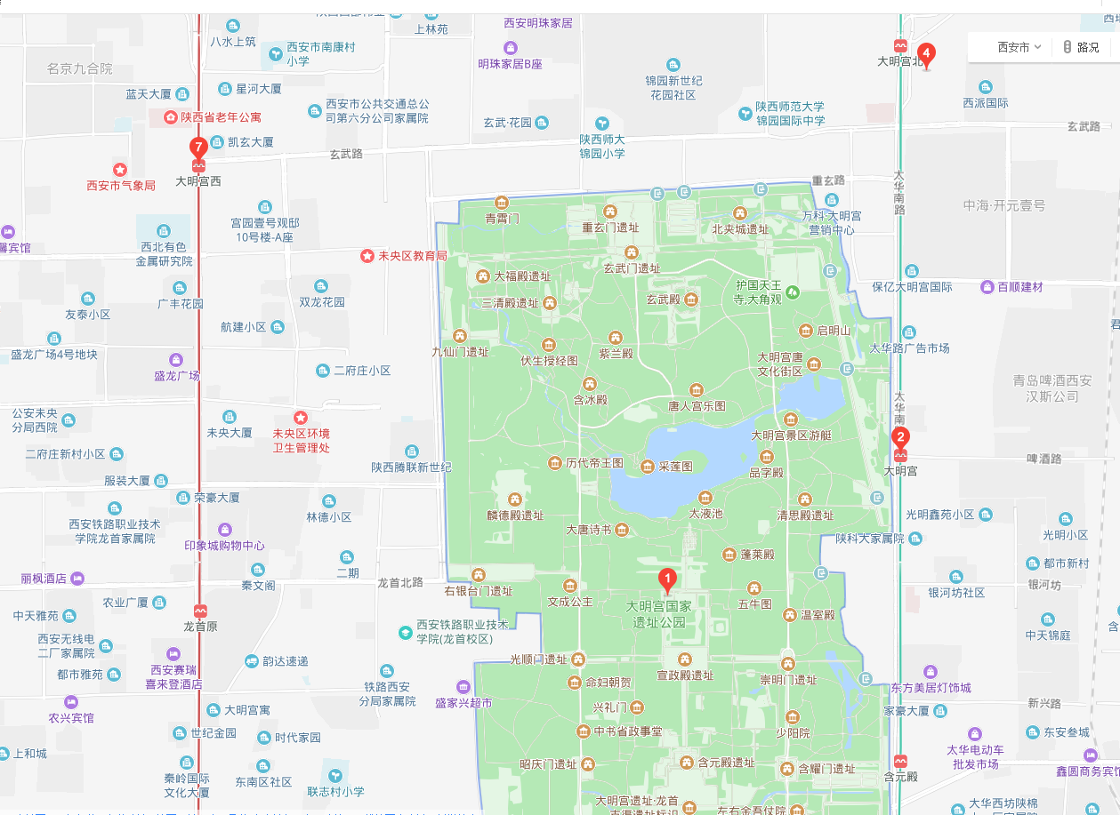 大明宫附近的地铁口-第1张-交通-答答问