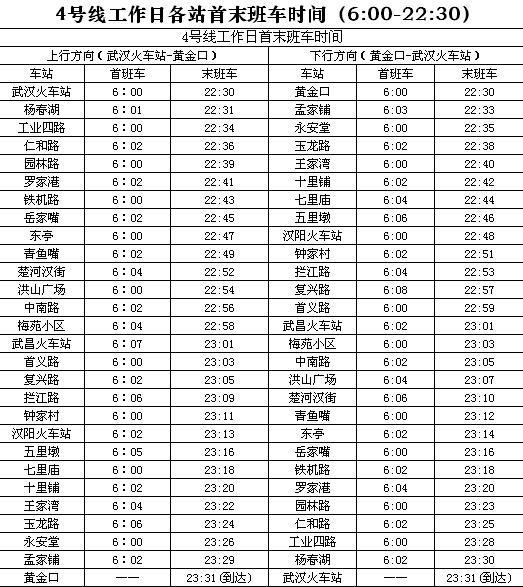 武汉火车站地铁4号线末班车是什么时候-第1张-交通-答答问