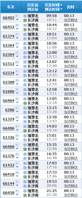 从湘潭去长沙坐高铁的车次及乘车时间。-第1张-交通-答答问