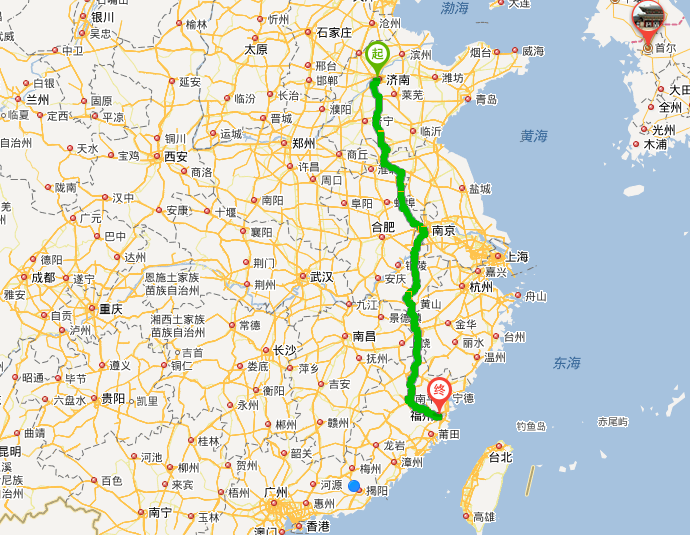从济南到福州地图线路-第2张-旅游-答答问