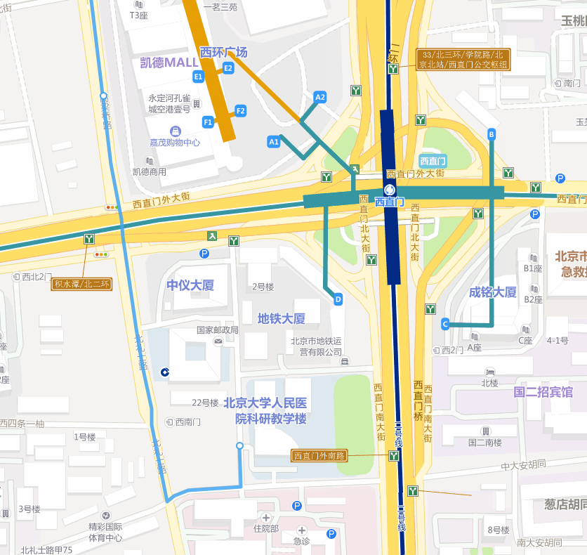 西直门地铁站出口图-第1张-交通-答答问