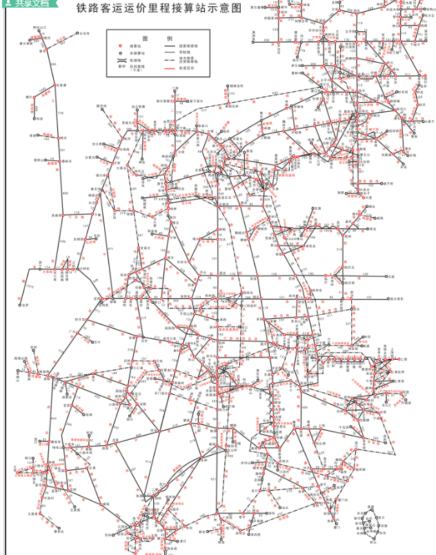 求全国铁路客运运价里程接算站示意图电子版-第1张-交通-答答问