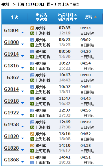 郑州东站到上海虹桥站直达高铁有几躺-第1张-交通-答答问