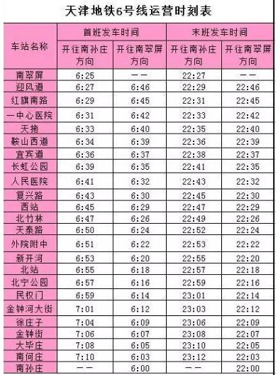 天津西站地铁站6号线最早一班车时几点-第1张-交通-答答问