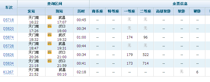 晚上六点有没有天门南站到汉口的高铁-第1张-交通-答答问