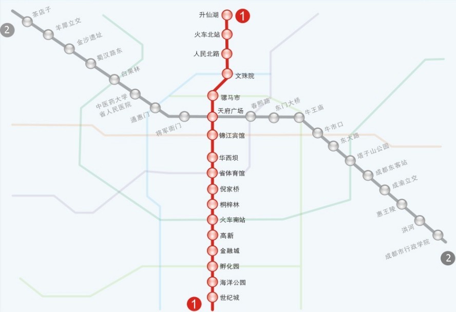 成都地铁一号线和二号线分别有那些站-第1张-交通-答答问