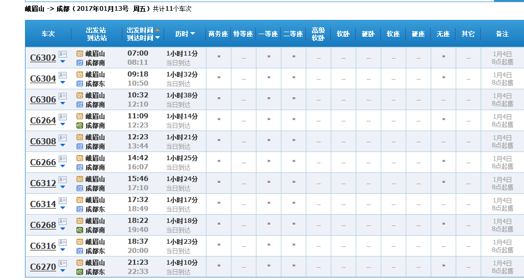 峨眉山市到成都高铁时刻表-第1张-交通-答答问