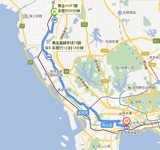 沙井天虹商场到宝安西乡红树湾公园坐几路公交车-第1张-交通-答答问