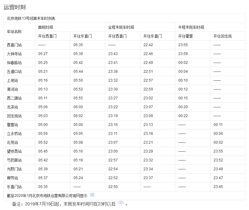 13号线地铁首末车时间-第1张-交通-答答问