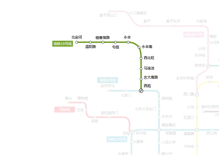 北京地铁十六号线路图-第1张-交通-答答问