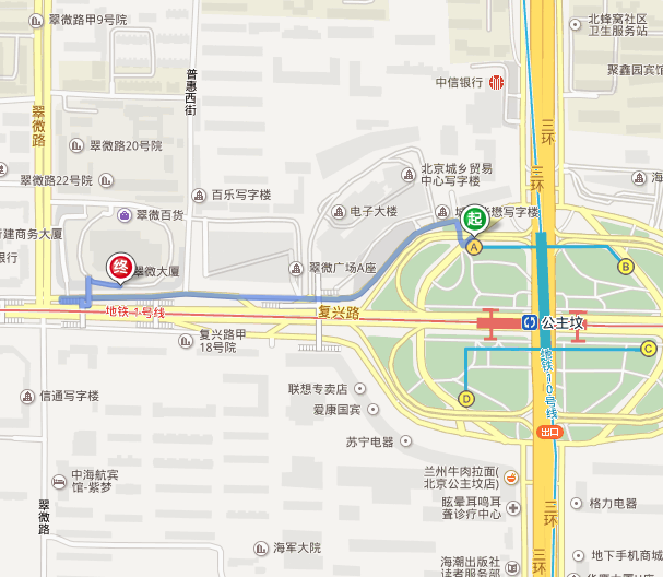 翠微大厦公主坟店地铁在那站下车-第1张-交通-答答问