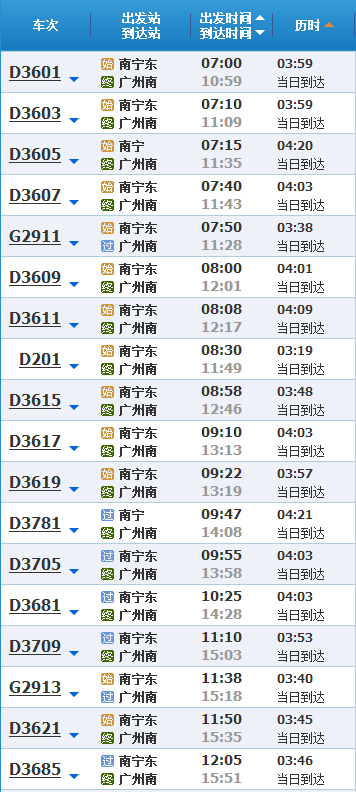 南宁至珠海高铁时刻表-第1张-交通-答答问