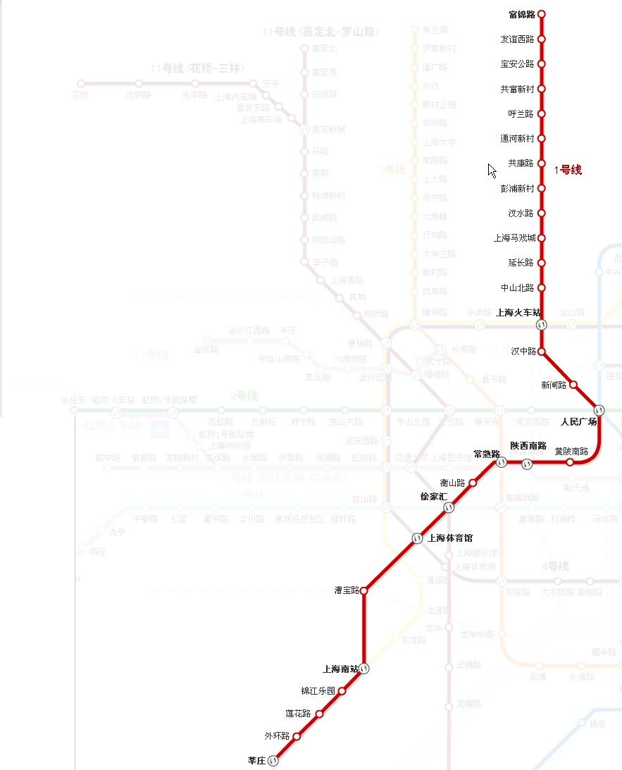 急求上海市地铁1号线线路图！！（要做小报放在中间的那种）在线等！！-第1张-交通-答答问