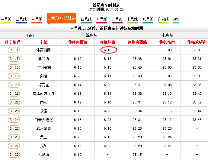 广州天河地铁最早几点到飞机场-第1张-交通-答答问