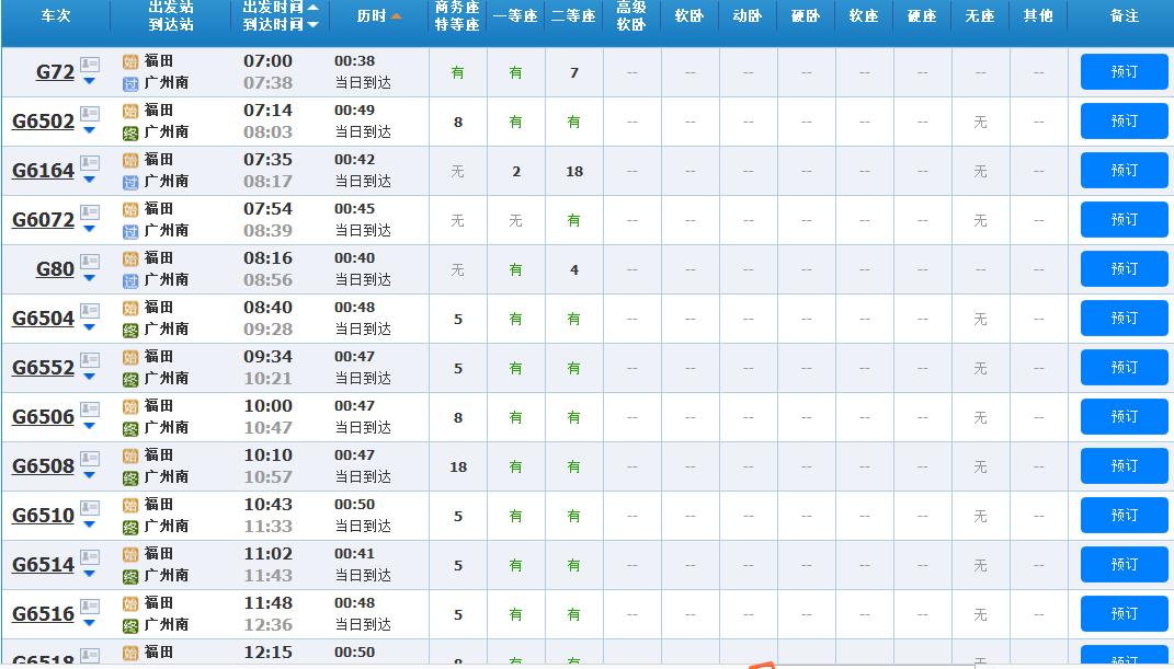 深圳福田高铁站到广州南的高铁多少班次-第1张-交通-答答问