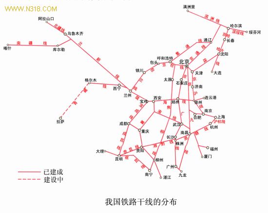 中国铁路干线地图-第1张-交通-答答问
