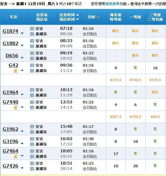安吉高铁站到巢湖有几班次列车-第1张-交通-答答问