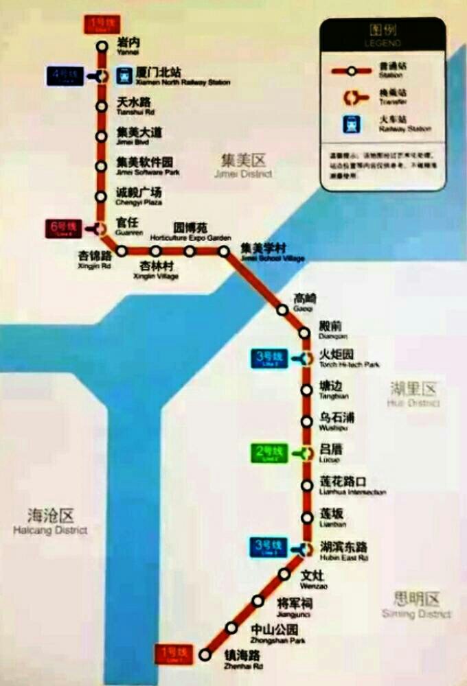 厦门地铁1号线最新线路图 厦门地铁1号线站点有哪些-第1张-交通-答答问