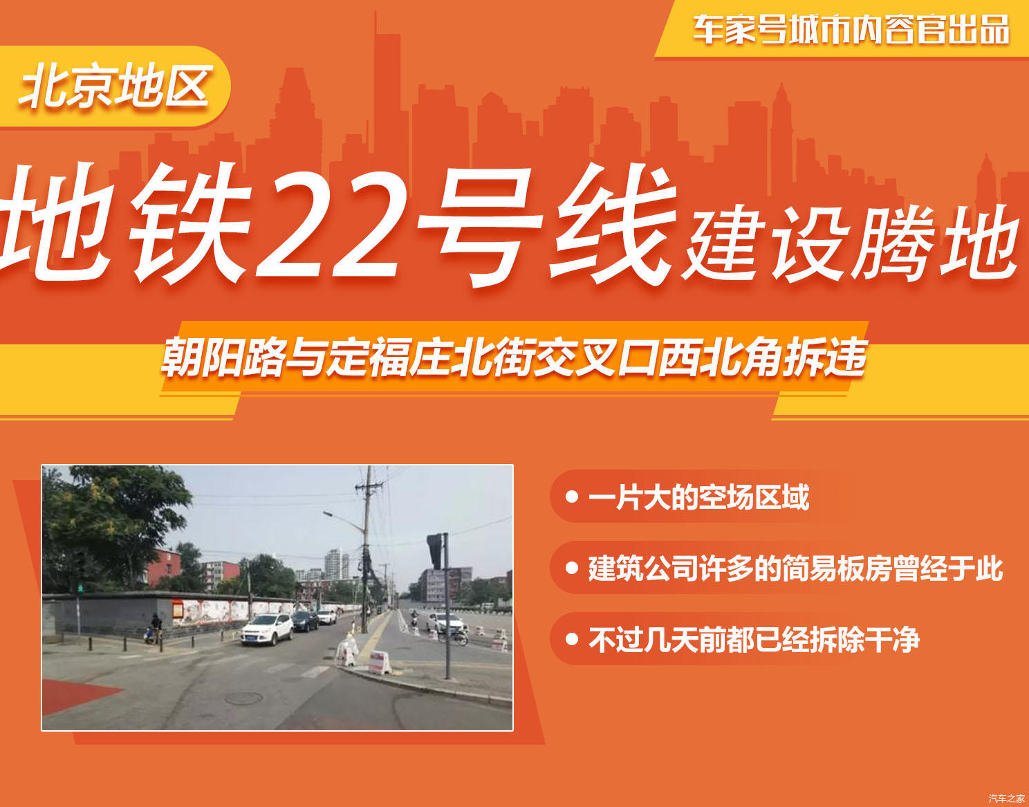 为地铁22号线建设腾地儿朝阳路与定福庄北街交叉口西北角拆违-第1张-交通-答答问