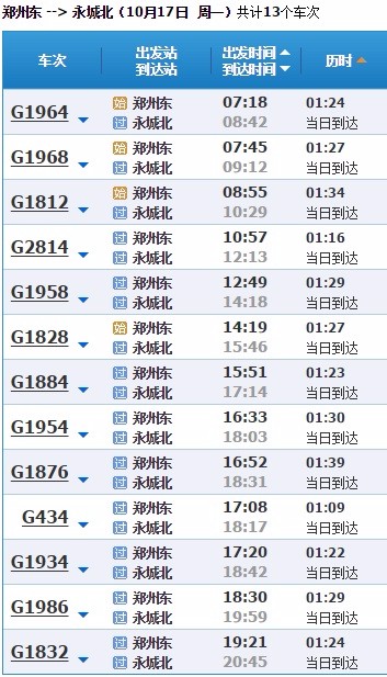 郑州北站到永城北站高铁票时刻表-第1张-交通-答答问