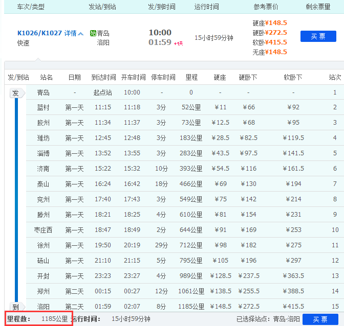 乘火车青岛距洛阳的里程是多少公里-第2张-旅游-答答问