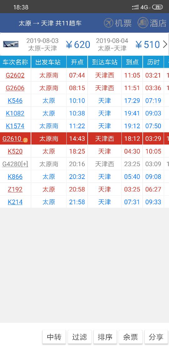 从太原到天津动车的速度。-第1张-交通-答答问