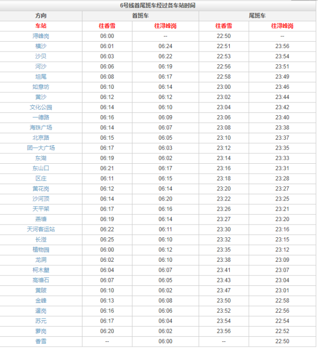 广州地铁6号线运营时间-第1张-交通-答答问