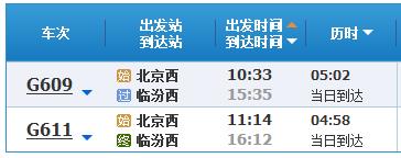 北京到临汾高铁时刻表-第1张-交通-答答问