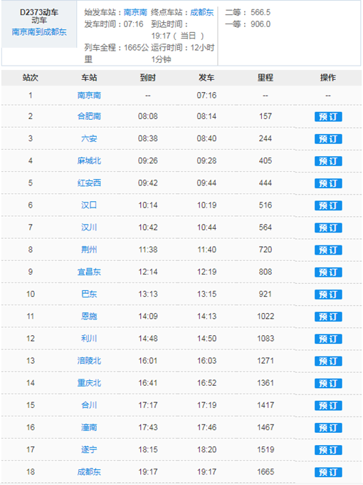 南京到成都的动车经过那些城市-第1张-交通-答答问