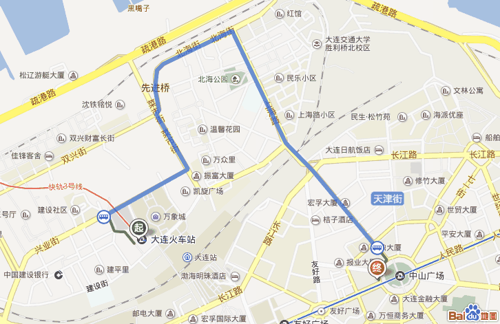 大连火车站轻轨站下车，要去中山广场坐几路车-第1张-交通-答答问