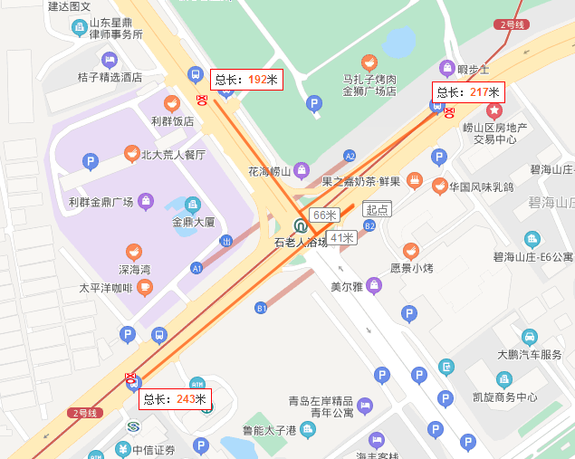 青岛地铁2号线石老人海水浴场站B2出口离公交车站多少米-第1张-交通-答答问