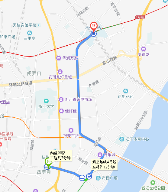 从杭州四季青到杭州东站坐几路公交车-第1张-交通-答答问