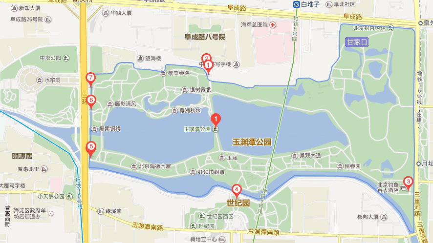 玉渊潭公园的入口在哪在哪个地铁站或者公交站下车比较近呢-第1张-交通-答答问