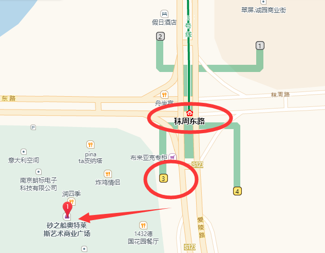 南京地铁3号线哪个口出到砂之船奥特莱斯艺术商业广场-第1张-交通-答答问