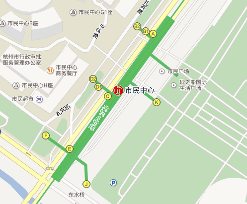 杭州市市民中心的地铁站c口的具体位置-第1张-交通-答答问